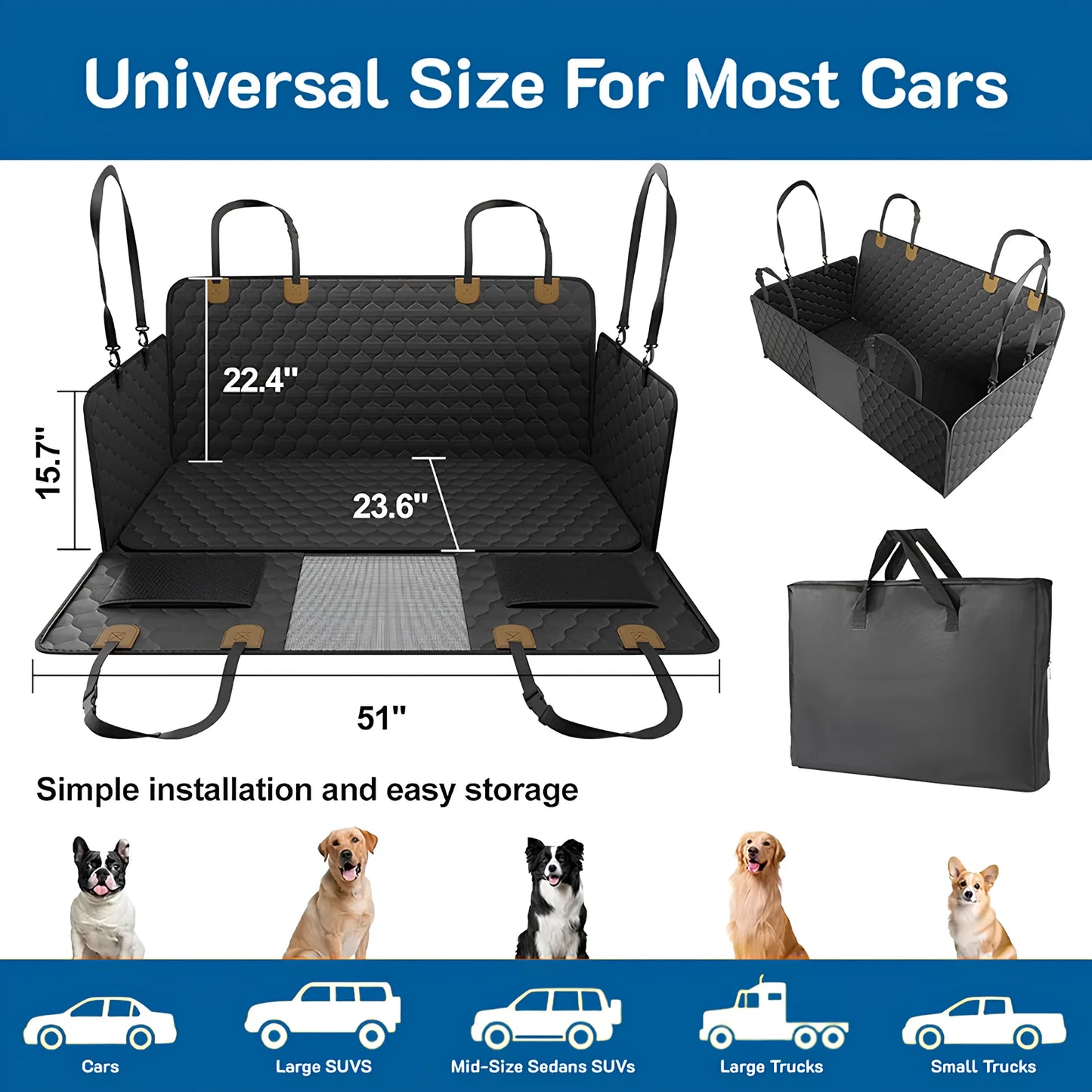 6-in-1 Waterproof Dog Car Seat Cover